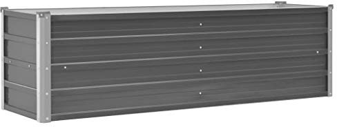 Festnight Fioriera per Giardino in Acciaio Zincato, Fioriera da Esterno 160x40x45 cm Grigio,Acciaio zincato,Fondo Aperto