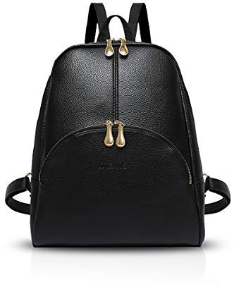 NICOLE & DORIS Damen Rucksack Casual Rucksack für Damen wasserdichte Handtasche für Frauen Rucksäcke Kunstleder Schwarz