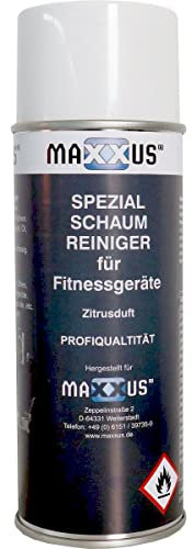Maxxus Schaumreiniger - 400 ml, für Fitnessgeräte, Kunststoff- und Gummiteile, Zitrusduft, Fettfrei, Rückstandslos, Pflegt, Schützt - Allzweckreiniger, Reinigungsmittel, Multi-Schaum Reiniger