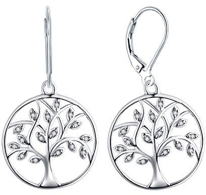 YL Orecchini albero della vita Orecchini in argento 925 con zirconi cubici 3A Orecchini per Donne
