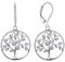 YL Boucles D'oreilless Arbre de Vie Boucles Argent avec Oxyde de Zirconium Blanc 925 pour Femmes