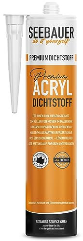 SEEBAUER diy® Premium Acryl-Dichtstoff 300 ml Weiß (1 Stück), Elastische Dichtmasse für Innen und Außen, Überstreichbar und Wasserfest, Fugendichtstoff