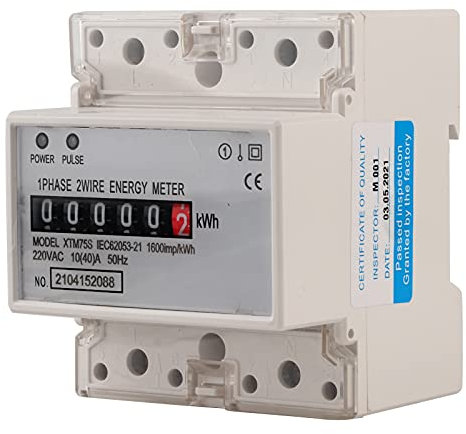 DIN-Rail Compteur Électrique Numérique LCD, Compteur d'Énergie Monophasé 10 (40) A 220V, Monophasé 2 Fils 4P, Compteur KWh Mètre