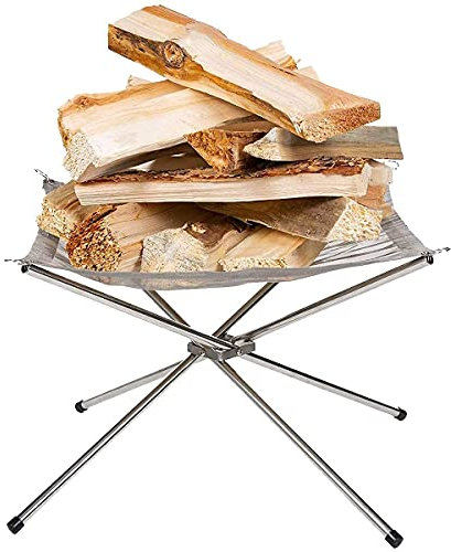 Hurricom Portable Fire Pit Outdoor Fireplace with Carrying Bag Rollable Stainless Steel Charcoal Mesh and Folding Stands Picnic Bonfire Firepits Wood Burning for Travel Camping and Backyard