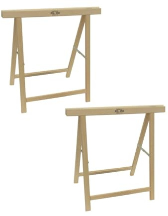 Del Fabbro Coppia Cavalletti da Lavoro Legno Faggio – Supporti Resistenti per Banco Lavoro e Fai da Te – Cavalletti Professionali (80x80 cm)