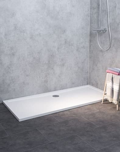 Combia Duschwanne flach Anti-Rutsch auch bodengleich Mineral-Colorat weiß 170x75cm H=3,5cm