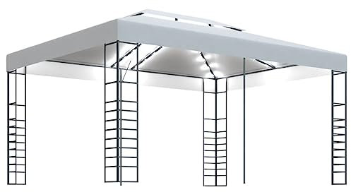 vidaXL Pavillon mit LED-Lichterkette 4x3x2,7 m Weiß