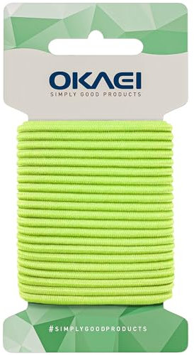 OKAEI Gummikordel 4mm x 10m - Hochwertiges Gummiseil in Neon Gelb, Flexibles Gummiband/Hutgummi/Rundgummi - Ideal für DIY Projekte und Handwerk