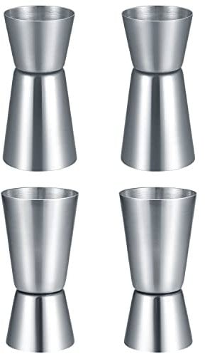 4 Pcs Spirit Measures 25ml 50ml, Stainless Steel Shot Measure, Drink Measures for Spirits Measure, Bar Dual Jigger Drinks Spirit Measure Cup for Bar Party Alcohol Wine Cocktail Drink Shaker Pourers