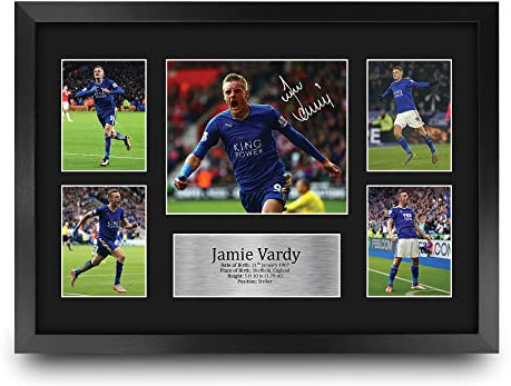HWC Trading FR A3 Jamie Vardy Leicester City Gifts Printed Signed Autograph Picture for Football Fans and Supporters - A3 Framed