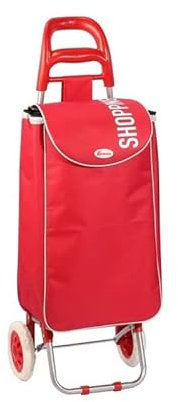 Palucart Carrello portaspesa 9500, trolley per la spesa in acciaio e tessuto con ruote richiudibile varie colorazioni (Rosso Shopping)