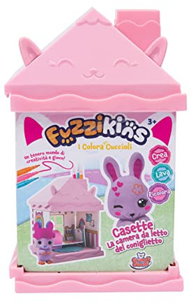 Grandi Giochi - Fuzzikins I Colora Cuccioli CASETTE, La Camera da Letto del Coniglietto, cuccioli da colorare, lavare e ricolorare - FUZ00003