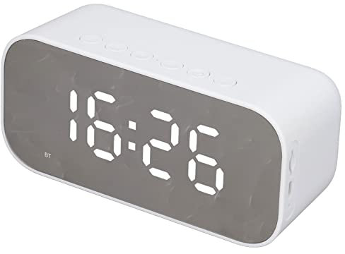 ASHATA Small Digital Alarm Clock Radio, Alarm Clock for Bedrooms Dimmer Control Dual Alarm FM Alarm Clock Radio with Bluetooth Speaker, for Living Room Home Office(White)