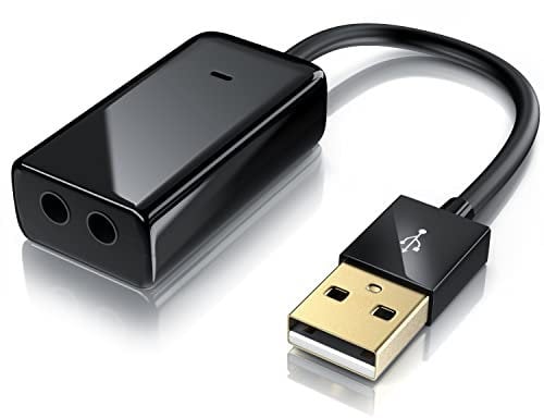 CSL - USB Externe Soundkarte, USB auf Klinke 3,5 mm 3D Stereo, USB auf Audio Adapter, External Sound Card, kompatibel mit Windows, Linux und Mac, Schwarz