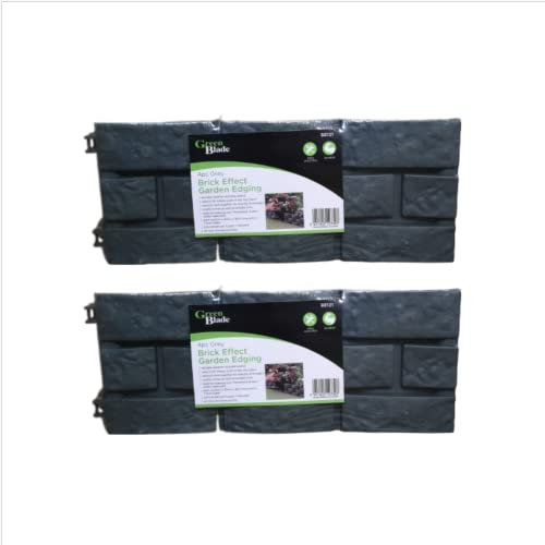 Samuel ALEXANDER 2 x 17cm 4 Piece Grey Brick Effect Garden Edging Decorative Boarder
