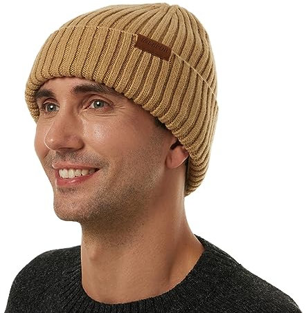 ineepor Cappello Invernale Uomo Donna Lana Merino Beanie Hat Berretto a Maglia Unisex Corto Chapeau Caldo Elegante Morbido Pile Fodera
