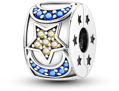 NARMO 925 Sterling Silver Charms per Pandora Bracciali Moon Star perline Charms Gioielli Regali per le Donne Ragazze