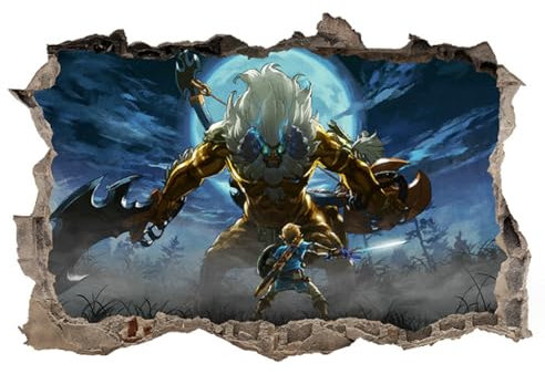 2-stücke Wand Durchdringen 3d Zelda Legend Knight Cartoon Anime Wandaufkleber Für Kinderzimmer Entfernbare Dekorative Wandaufkleber 60,90cm
