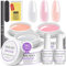 Saviland Kit Gel Construction Ongle U V Complet, 3 * 30g Builder Rose Nudes Clair Forts et Résistants avec Base Top Coat, Pinceau et Chalbon, Salon Qualité Builder Gel pour Nail Allonger, Réparer