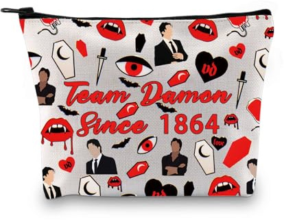 Zuo Bao Make-up-Tasche von Vampir-TV-Show, inspiriert von Team Damon Stefan Salvatore seit 1864, TVD, Merchandise, Team Damon - Neutral, Kosmetiktasche für unterwegs