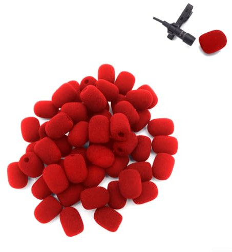 FUBESK 10 Stück Schaumstoff-Mikrofon-Windschutzscheibe, Revers-Headset-Mikrofon-Schwamm, Mini-Schaumstoff-Abdeckung, Schutz für Mini-Headset-Mikrofon (rot)
