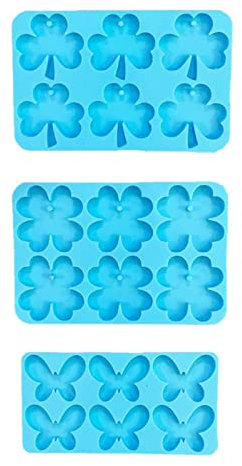 CASNO Silikonformen für Harz, 3 Stück - Kleeblatt, Schmetterling, Baumelnde Ohrringe, Vierblättriges Kleeblatt - DIY Herstellung
