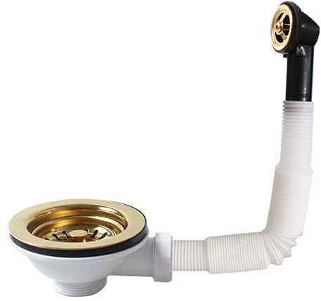 Talea SUS304 - Válvula de desagüe de acero inoxidable para fregadero (114 mm, con rebosadero, interfaz redonda)