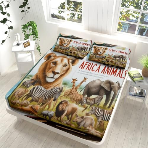 Topper Spannbettuch 140x200cm Tier Spannbettlaken L?Wentier Zebra Bettlaken 30cm Tiefe Tasche Weiches Mikrofaser Betttuch Bett Laken Bezug Für Kinderbetten Geeignet
