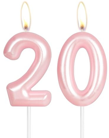 Kerze Happy 20th Birthday, rosa Zahl 20, Geburtstagskerzen, Kuchendekoration, Kuchendekoration für Mädchen und Frauen, Hochzeitstag