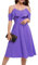 Bbonlinedress Sommerkleid Damen lang Schulterfrei Brautjungfernkleider elegant Cocktailkleid midilang Partykleid festliches Trägerkleid mit Rüschen Lavender M