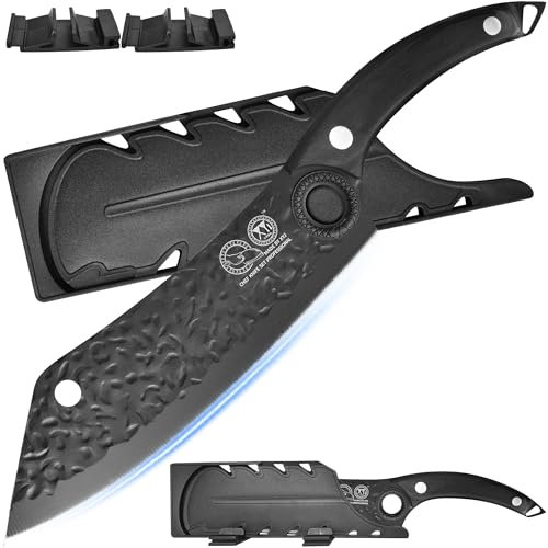 XYJ Couteau de Chef 8 Pouces, Acier à Haute Teneur en Carbone, Multifonctionnel, Full Tang, Pour la Cuisine et le Camping