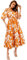 HEYPORK Damen Frühling Sommer Kleid Bequem Lässig Modern Elegant Kleider Frauen Ein Hals Blase Ärmel Gedruckt Große Swing Temperament Kleider(Orange, XL)