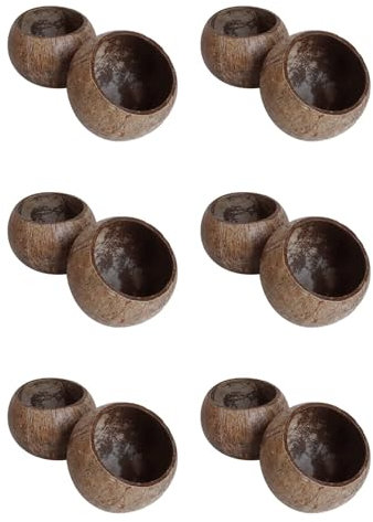 Goorvoucs 6 cuencos de cáscara de coco para velas, cáscara de coco, cuenco de madera de coco, cuenco de decoración, cuenco de almacenamiento