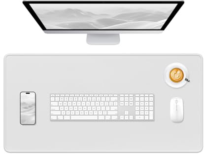 Hsurbtra Desk Pad, 32 x 16 Premium-Textured Desk Mat, Stitched Edge Anti-Slip Waterproof Rubber Mouse Pad, L Extended Computer Mat for Office Gaming Laptop Keyboard Space Gray