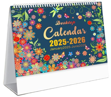 Sghtil Blumen-Tischkalender, Blumen-Tischkalender, künstlerischer Monatskalender – Planer, Januar 2025 – Dez Juni 2026, Home Office Dekoration