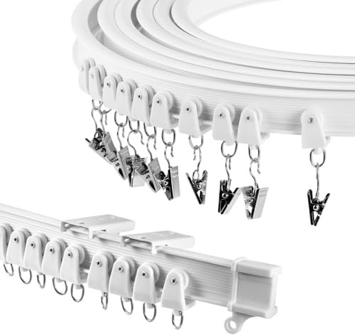 Flexible Gardinenschiene, 5M Vorhangschiene Deckenmontage Biegsame Gardinenschiene Biegbar Deckenvorhangschiene Zubehör mit stummen Rollen Decke Vorhang Schiene Vorhänge Fenster Balkon RV Raumteiler