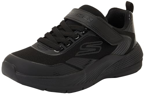 Skechers Girl's Microspec Advance Oasis Point Sneakers, Black Pu/Multi Mesh, 2.5 UK Child