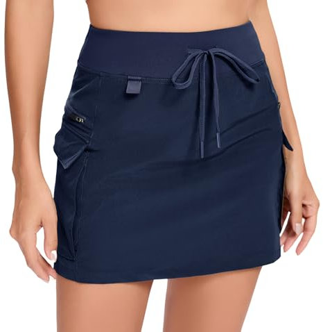 Timuspo Hohe Taille Wanderrock Sommer Schnell Trocknende Rock Hose Damen Casual Lässig Outdoor Kurz Skirt Marineblau M