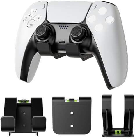 GETBSTOOP Get Stoop Support Mural pour Manette Switch/XBox/PS4/PS5 – Double Manette de Jeu et système de Suspension pour Casque avec Coussinets antidérapants et Espace de Rangement de Bureau Amovible
