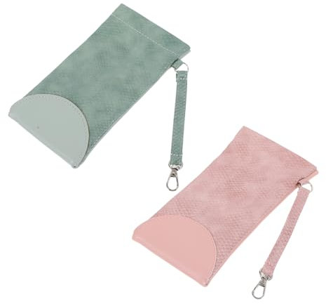 OATIPHO 2stücke Leder Sonnenbrillen Tasche Tragbar Aufbewahrungsbeutel Brillenetz Organizer Für Reisen Schule Büro Sonnenbrillen Organizer Leder Tasche Tragbar Aufbewahrungsbeutel