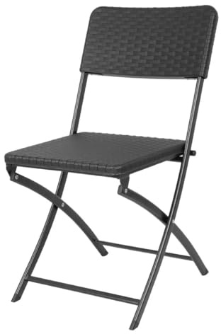 Bolero Steel Frame Rattan Folding Chairs HS559, Pack of 2, Black | Optimises storage in commercial venues; suited for indoor and outdoor event catering, garden seating, or patios.