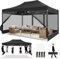 COBIZI Pavillon 3x4,5 Faltpavillon 3x4,5m Wasserdicht Stabil mit 4 Seitenwänden Moskitonetz, Partyzelt Faltbar Pop Up Gartenpavillon Anti-UV für Garten, Schwarz