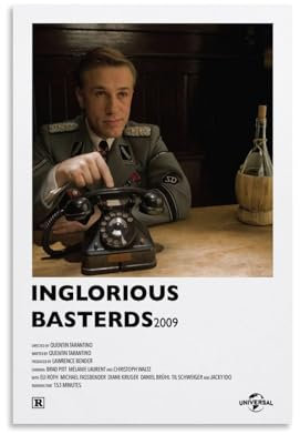 ERYAWIEH Inglourious Basterds Filmposter, Wandkunst, Leinwand, ästhetisches Cover-Poster, moderne Kunst, Gemälde für Wohnzimmer, 50 x 75 cm, ungerahmt, 8