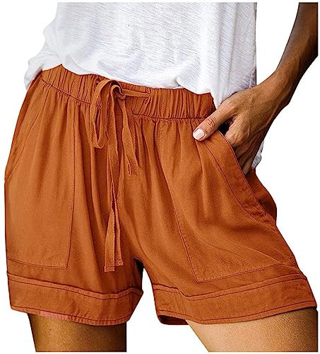 Pantaloncini Boxe Nero Donne elastiche Crawstring Casual Comfy Vita Borsa Pantaloni giunti Pantaloncini sciolti Pantaloni Cargo Jogging Uomo, arancione, XXL