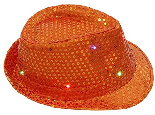THINCAN Fedora Jazzhüte Mit Pailletten Und Partyhüte Für Partykostüm Bunte Mardi Gras Leuchtet LED