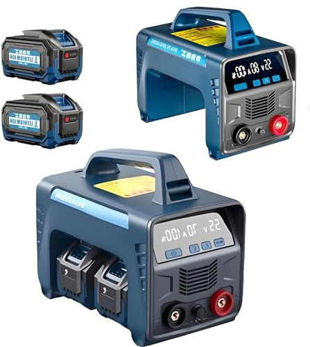 XNYXLPP Soudeuse à Batterie Portable, soudeuse sans Fil, Baguette de soudage numérique IGBT Inverter, soudeuse Portable à démarrage à Chaud pour Portes, fenêtres, Barres d'acier (4batteries)