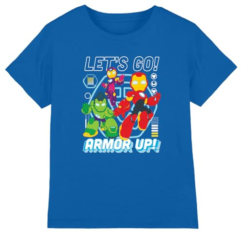 Marvel Iron Man & His Awesome Friends Armor Up! Boys T Shirt, Royal Blue, 7-8