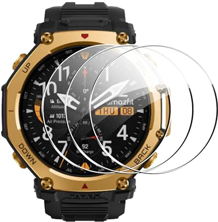 FDHYFGDY 3 pezzi Pellicola Protettiva per Amazfit T-Rex 3 Pro 48mm, Vetro Temperato HD [resistente ai graffi + copertura completa], Anti-bolla,Compatibile con Amazfit T-Rex 3 Pro