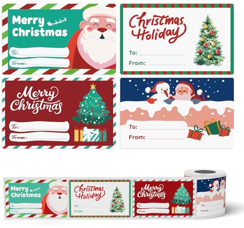 SUPVAN Etiketten Weihnachten selbstklebend wasserfest für T50M Etikettendrucker, Aufkleber Weihnachten für Weihnachtsgeschenkverpackung, (50 mm x 80 mm), 100 pro Rolle