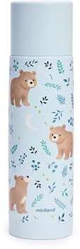 Miniland Termo Bebé para Líquidos 500ml, +12h Frío y Calor | Bear | Acero Inoxidable, Mantiene Temperatura hasta 24h , Cierre Hermético y Sistema Antigoteo, Libre de BPA, Botella Térmica